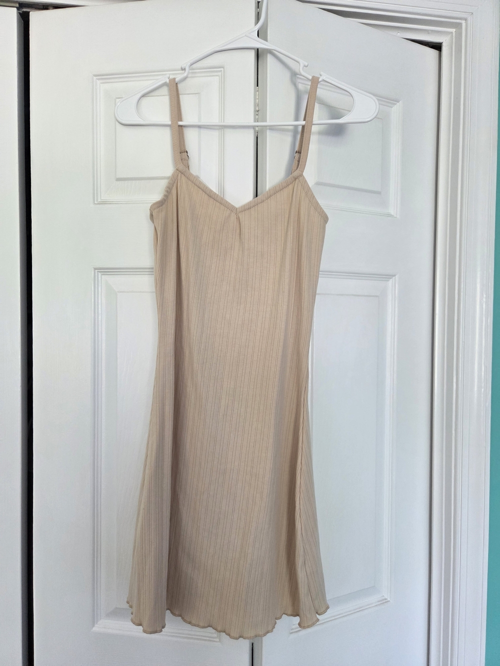 Beige Slip Mini Dress with Adjustable Straps
